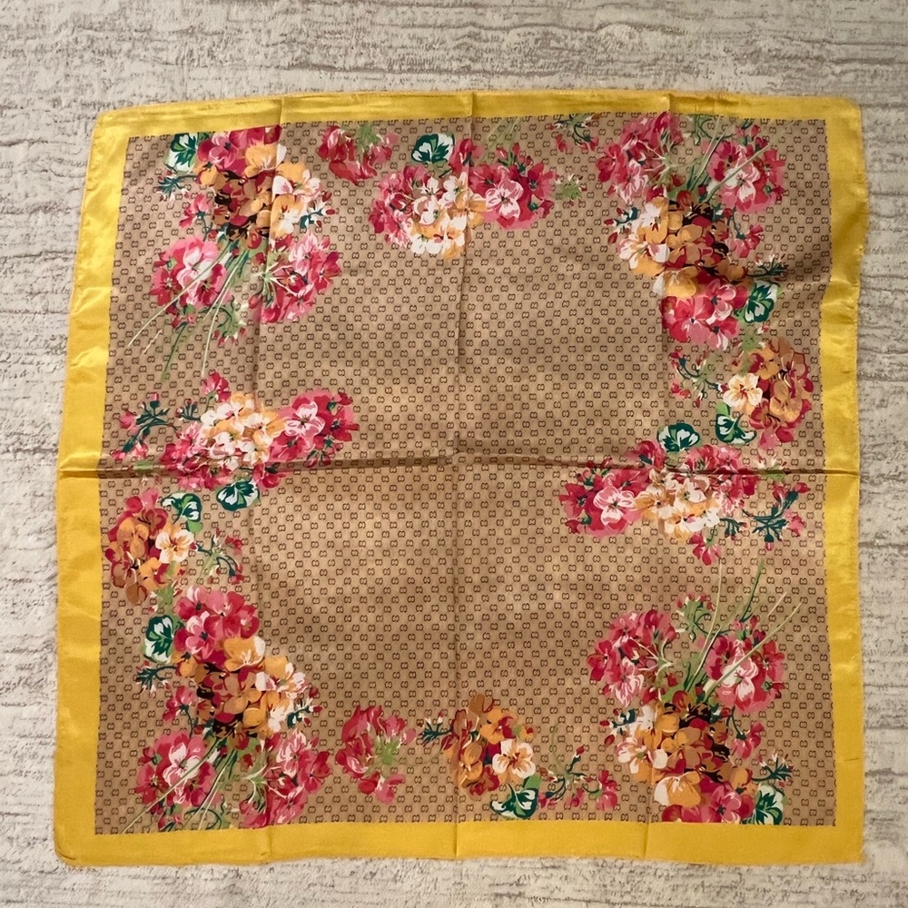 Floral Yellow and Brown Scarf